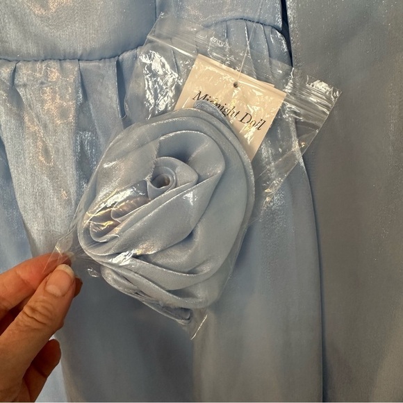 Midnight Doll Dress Blue Pastel Open Back with Bows Prom Wedding Easter Size L - Picture 9 of 15